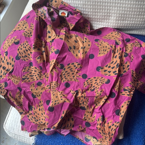 FARM Rio Pink Banana Print Oversized Shirt - Picture 2 of 4